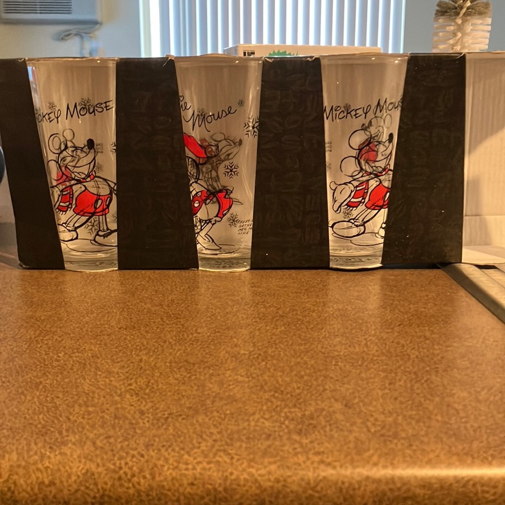 Disney Mickey Mouse set of three glass tumblers